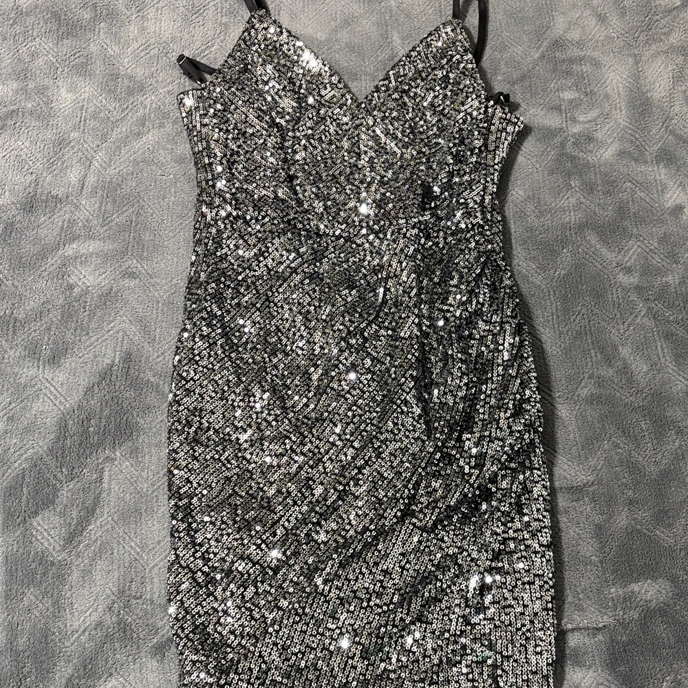 Elegant Silver Sequin Dress